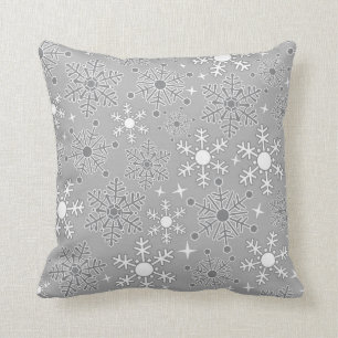 Christmas snowflakes silver grey pattern cushion