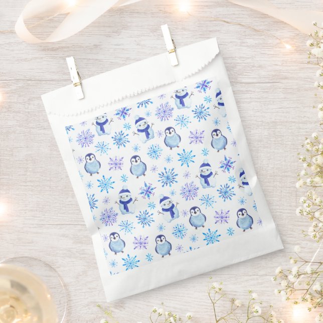 Christmas Snowflakes, Snowmen and Penguins Favour Bags (Clipped)