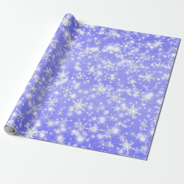 Christmas  Snowflakes Sparkles in Purple Wrapping Paper (Unrolled)