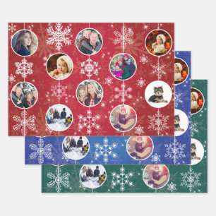 Christmas Snowflakes Ten Favorite Family Photos Wrapping Paper Sheet
