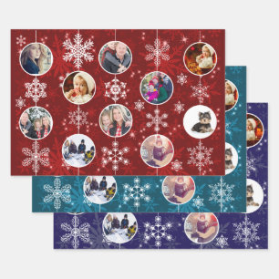 Christmas Snowflakes Ten Favorite Family Photos Wrapping Paper Sheet