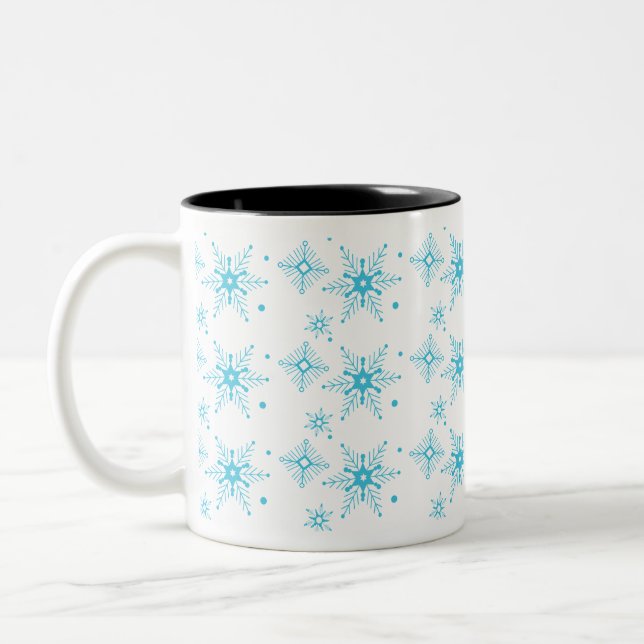 Christmas Snowflakes Two-Tone Coffee Mug (Left)