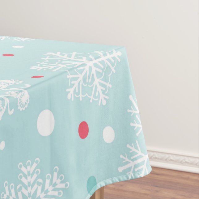 Christmas Snowflakes Winter Blue Tablecloth (In Situ)