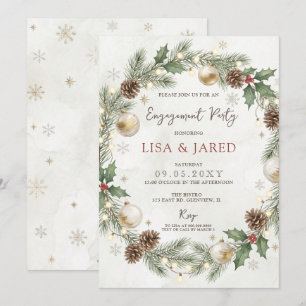 Christmas Snowflakes Winter Engagement Party Invitation