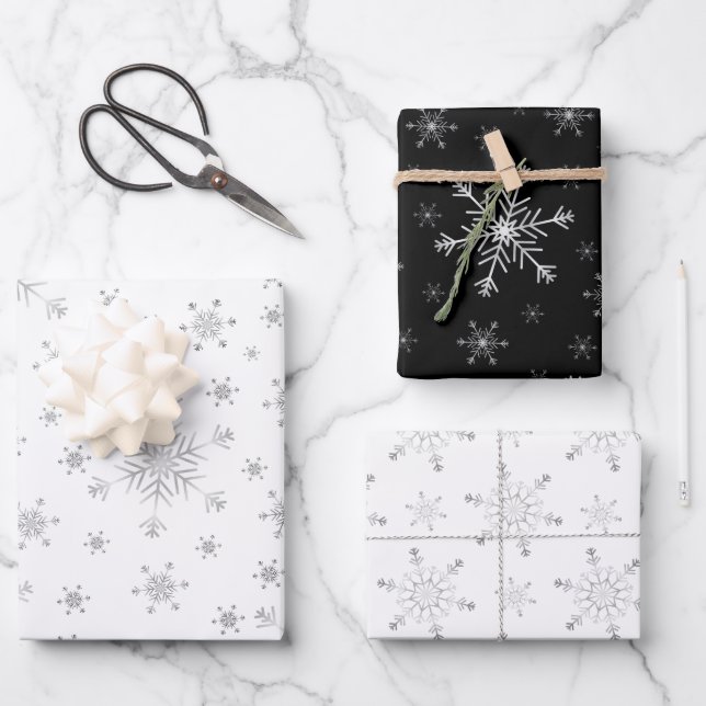 Christmas Snowflakes Wrapping Paper Sheet Set (Front)