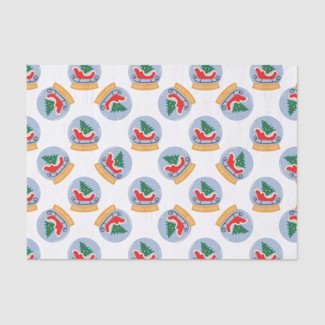 Christmas Snowglobe Holiday Tissue Paper (Front)