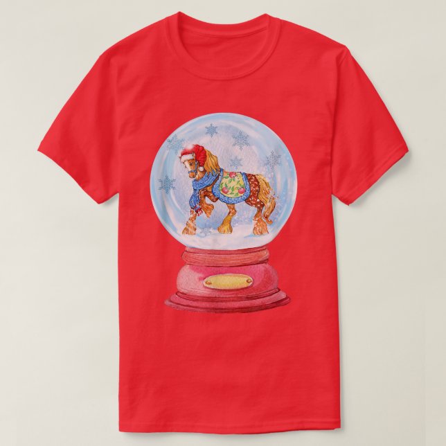 Christmas Snowglobe Horse Xmas Animal Lovers Wildl T-Shirt (Design Front)