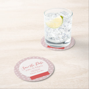Christmas Snowglobe Snowflakes Save the Date Round Paper Coaster