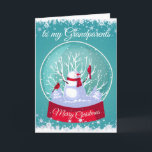 Christmas Snowglobe Snowman Cardinal Grandparents Holiday Card<br><div class="desc">Christmas Snowglobe Snowman with Cardinal Red birds in the snow and frosty snowflakes for your Grandparents</div>