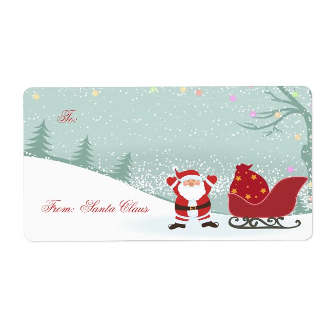 Christmas snowing + Santa sleigh gift tags (Front)