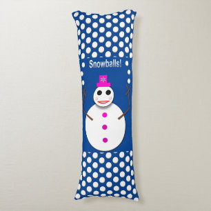 Christmas Snowlady Juggling Snowballs Funny Body Cushion