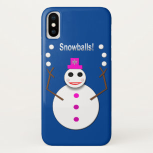 Christmas Snowlady Juggling Snowballs Funny iPhone X Case