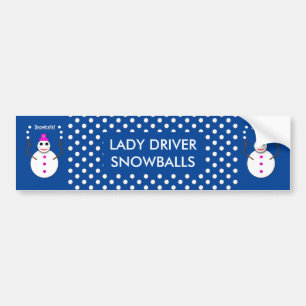 Christmas Snowlady Juggling Snowballs Funny Custom Bumper Sticker