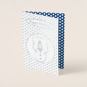 Christmas Snowlady Juggling Snowballs Funny Custom Foil Card