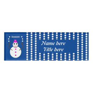 Christmas Snowlady Juggling Snowballs Funny Custom Name Tag