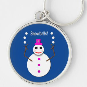 Christmas Snowlady Juggling Snowballs Funny Key Ring