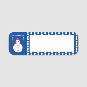 Christmas Snowlady Juggling Snowballs Funny Name Tag