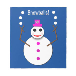 Christmas Snowlady Juggling Snowballs Funny Notepad