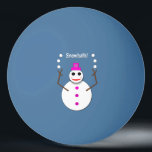 Christmas Snowlady Juggling Snowballs Funny Ping Pong Ball<br><div class="desc">This awesome ping pong ball features a cute Christmas snowlady wearing a pretty pink floral hat and pink buttons. She has rosy cheeks and a big smile. Her stick like arms are up in the air and she is juggling with snowballs. There is text between them that says "snowballs". This...</div>