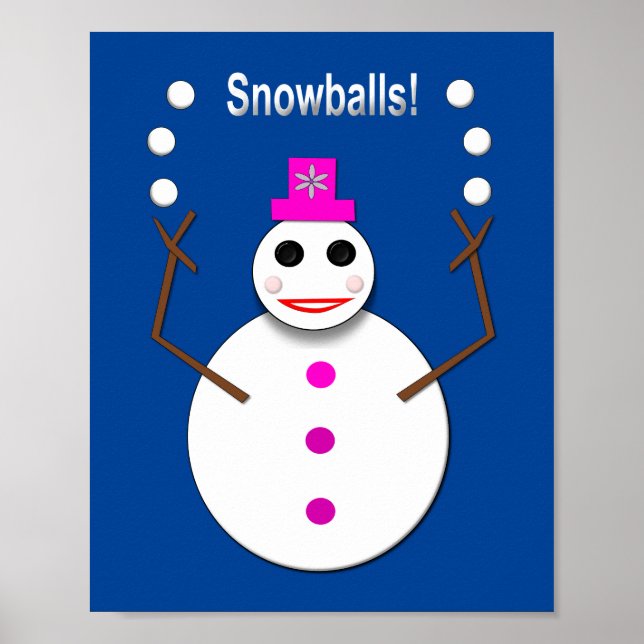 Christmas Snowlady Juggling Snowballs Funny Poster (Front)