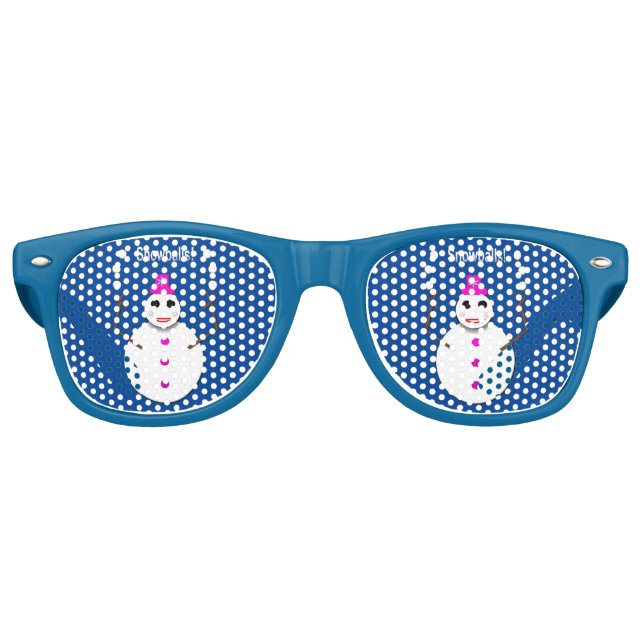 Christmas Snowlady Juggling Snowballs Funny Retro Sunglasses (Front)