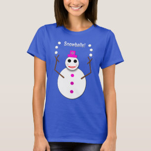 Christmas Snowlady Juggling Snowballs Funny T-Shirt