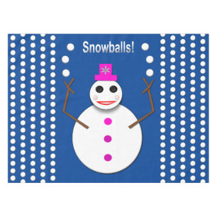 Christmas Snowlady Juggling Snowballs Funny Tablecloth