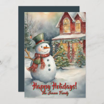 Christmas snowman3, Happy Holidays, Christmas card