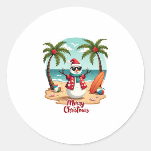 christmas Snowman (1) Classic Round Sticker