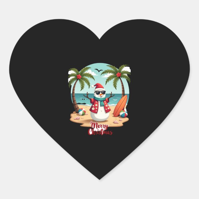 christmas Snowman (1) Heart Sticker (Front)