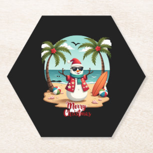 christmas Snowman (1) Paper Coaster