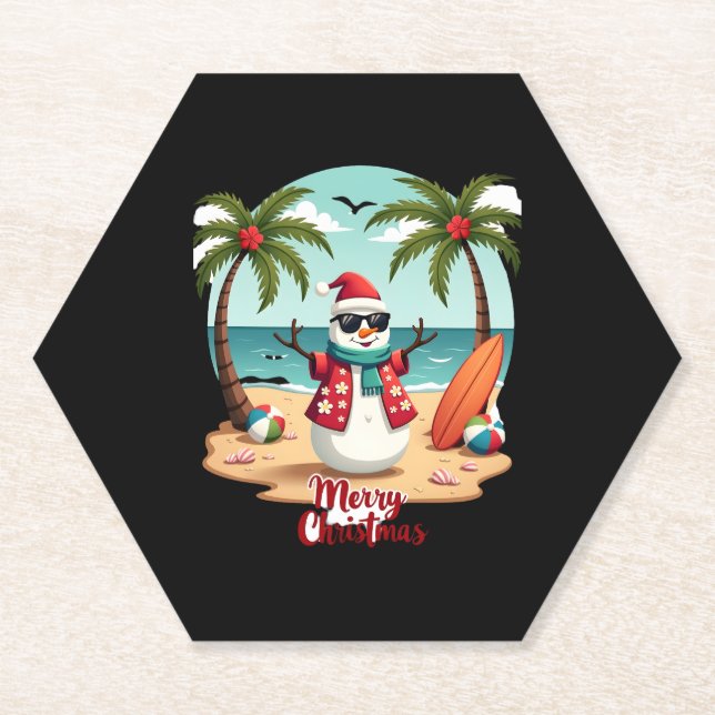 christmas Snowman (1) Paper Coaster (Front)