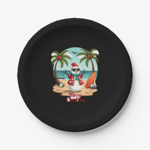 christmas Snowman (1) Paper Plate