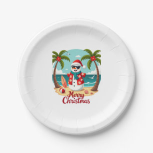 christmas Snowman (1) Paper Plate