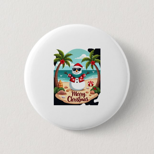 christmas Snowman (2) 6 Cm Round Badge (Front)