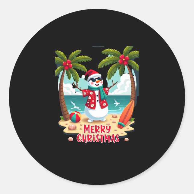 christmas Snowman (2) Classic Round Sticker (Front)