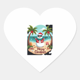 christmas Snowman (2) Heart Sticker
