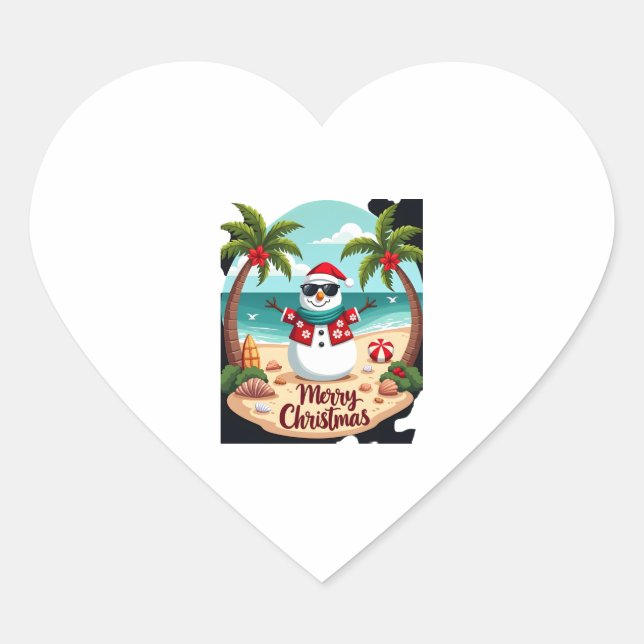 christmas Snowman (2) Heart Sticker (Front)