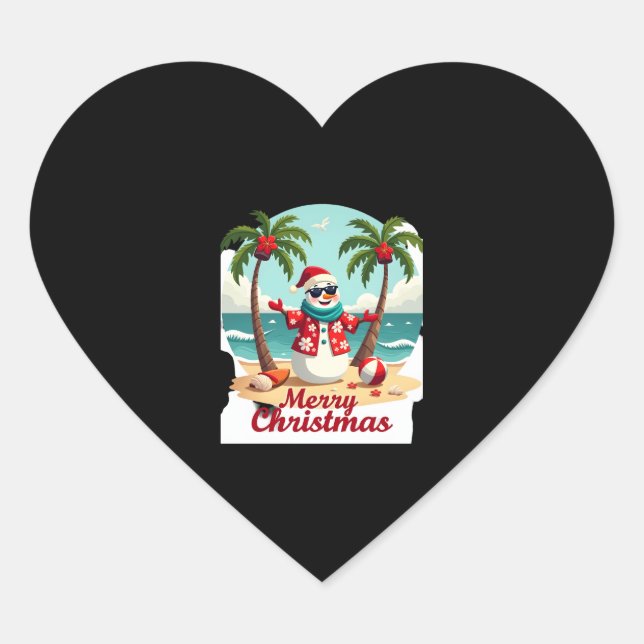 christmas Snowman (3) Heart Sticker (Front)