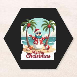 christmas Snowman (3) Paper Coaster