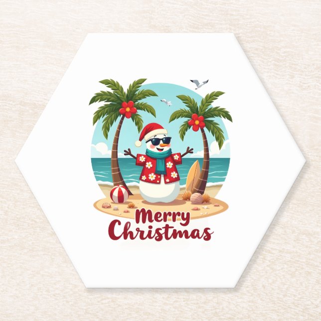 christmas Snowman (3) Paper Coaster (Front)