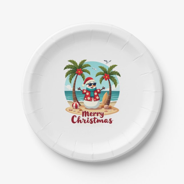 christmas Snowman (3) Paper Plate (Front)