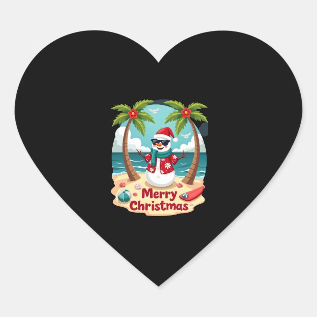 christmas Snowman (4) Heart Sticker (Front)