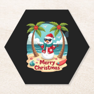 christmas Snowman (4) Paper Coaster