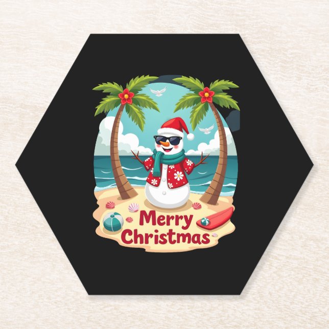 christmas Snowman (4) Paper Coaster (Front)