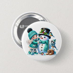 Christmas Snowman 6 Cm Round Badge
