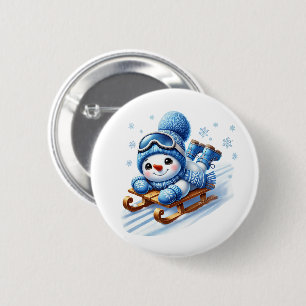 Christmas Snowman 6 Cm Round Badge