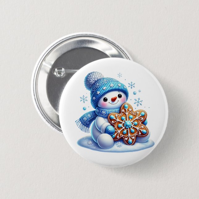 Christmas Snowman 6 Cm Round Badge (Front & Back)