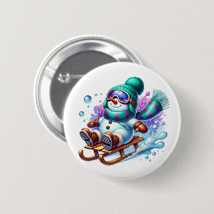 Christmas Snowman 6 Cm Round Badge
