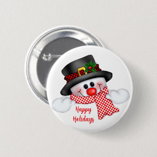 Christmas Snowman 6 Cm Round Badge